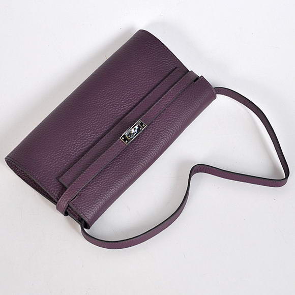AAA Hermes Kelly 26 CM Shoulder Bag Clemence Purple 60699 On Sale